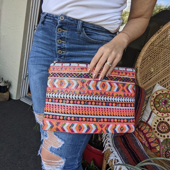 Melie Bianco Handbags - Melie Bianco Sequin Clutch Handbag Boho Aztec